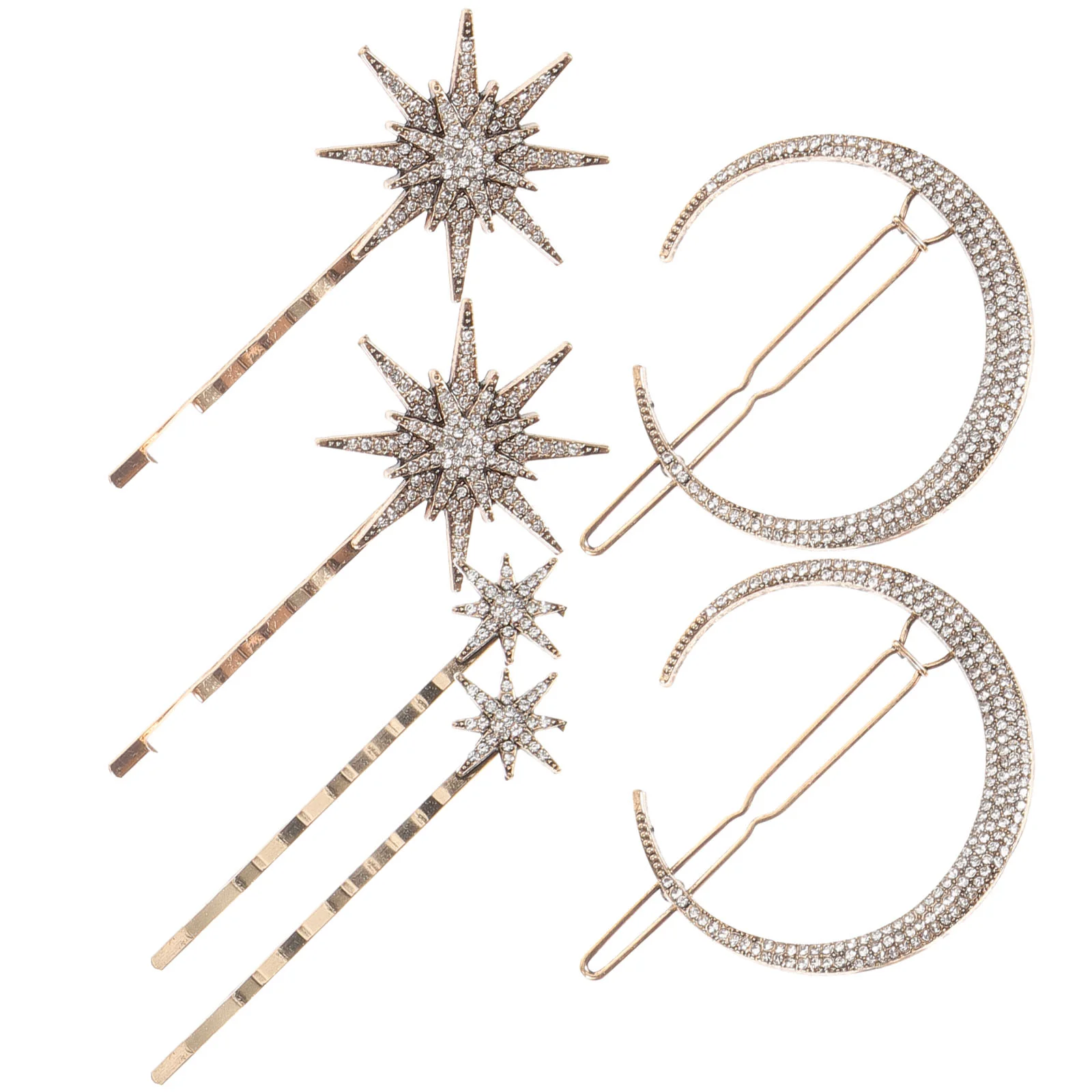 

6 PCS/2Sets Rhinestones Miss Hair Jewelry Sticks for Buns Retro Bobby Pin Vintage Pins