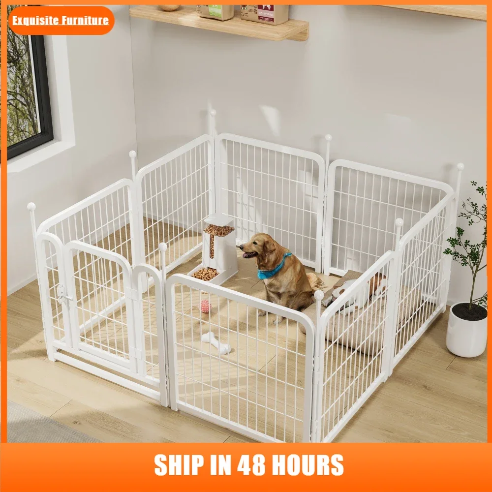 

Dog Playpen 8 Panels 24" Height Heavy Duty Dog Fence Puppy Pen for Large Medium Small Dogs Indoor Outdoor Foldable Pet Exercise