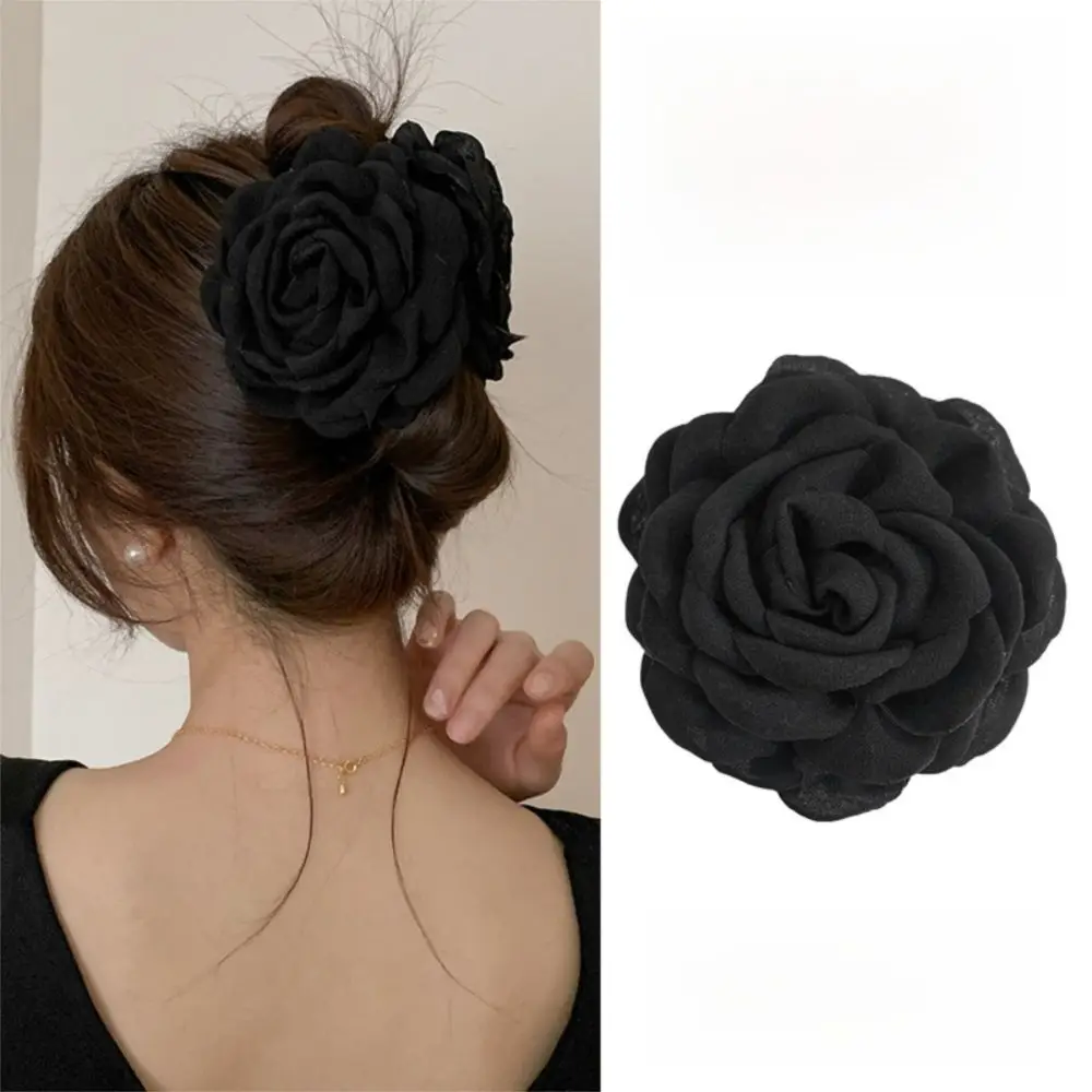 

Элегантные тканевые заколки для волос с цветком розы в стиле принцессы, красная заколка для волос для девочек, большой размер, женские головные уборы
