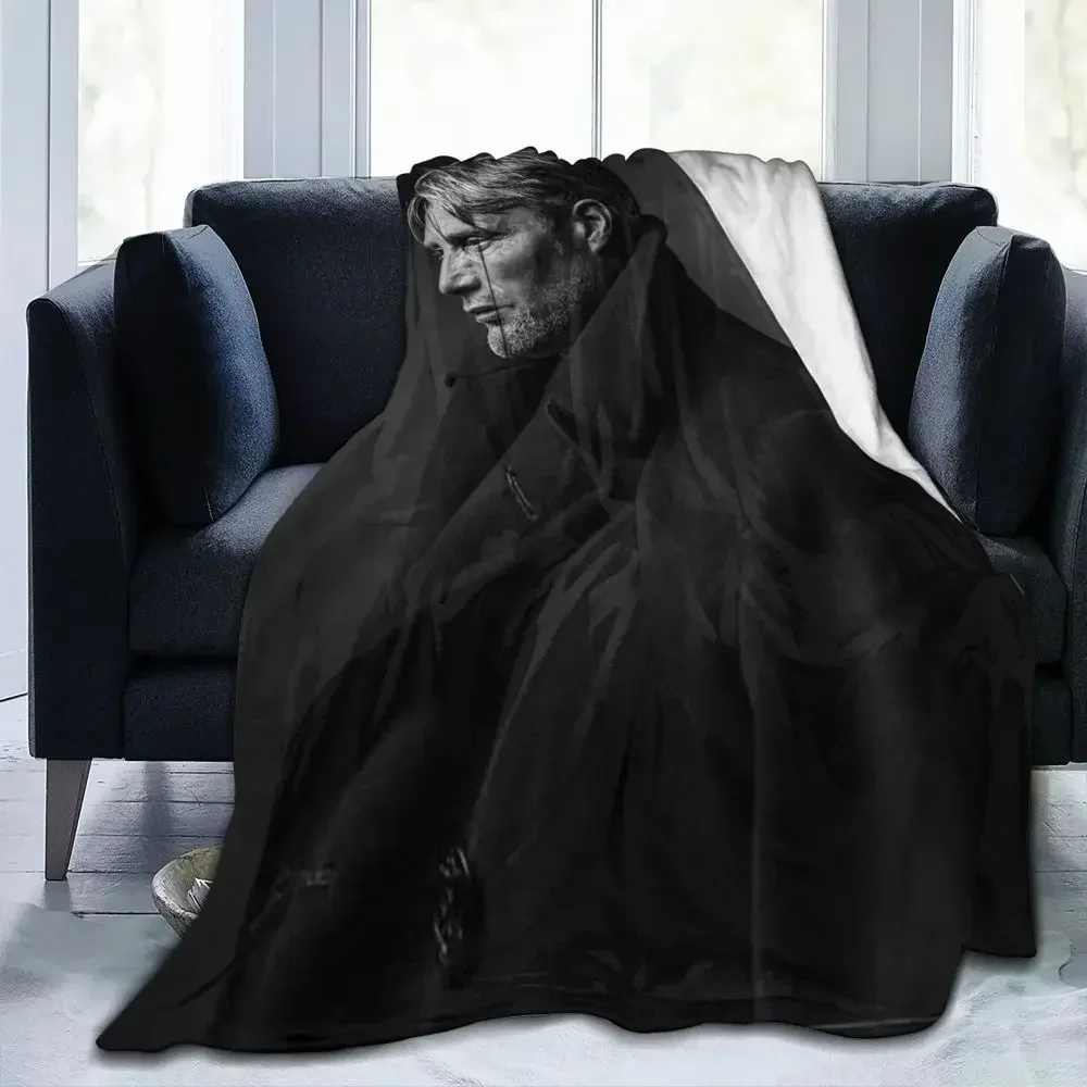 

Mads Mikkelsen Blanket Danish Actor Travel Flannel Throw Blanket Super Soft Living Room Custom Bedspread Gift