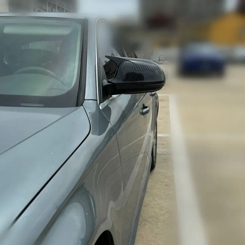 For Audi A4  2004-2012 2pcs carbon fiber Rearview Exterior Side Mirror Caps Cover Shell L-shaped