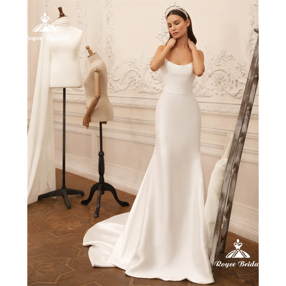 

Roycebridal Boat Neck Mermaid Wedding Dress 2025 Satin Court Train Wedding Gown Customizedvestidos de nochevestido longoفساتين ل