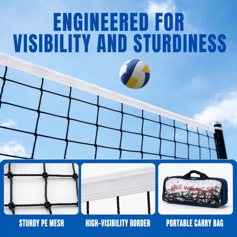 2pcs Covered Edge Beach Volleyball Net Durable Construction Polyethylene Volleyball Training Net Standard Size