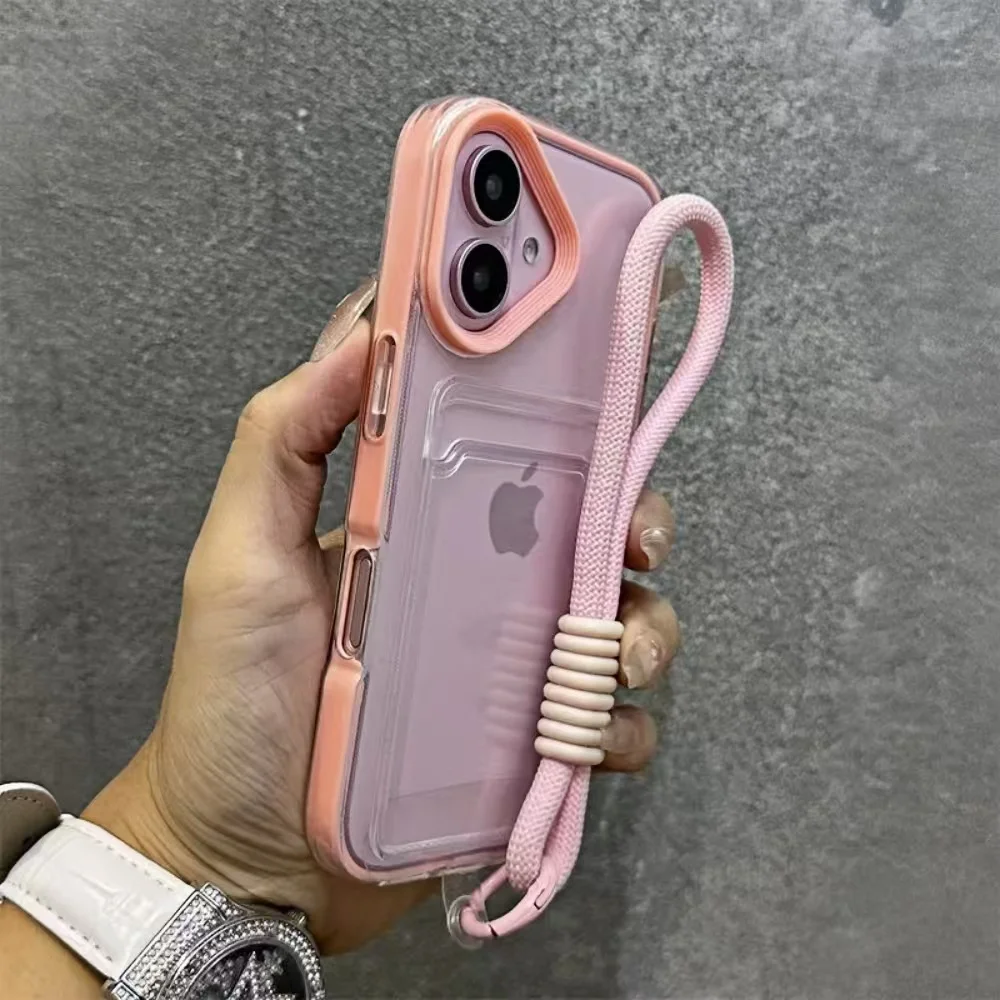 

Simple Bracelet Card Case Transparent Phone Case For iPhone 17 16 15 14 13 Mini Plus Pro Pro Max Drop Resistant Case