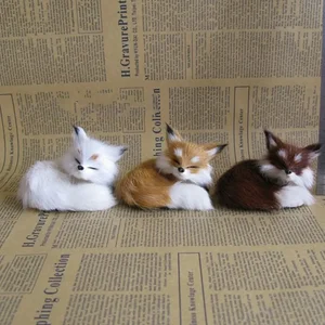 シミュレーションウサギフクロウ猫キツネの飾り毛皮しゃがむモデルホームデコレーション動物の世界静的アクションフィギュアギフト 12販売融解アイスクリーム彫刻-6