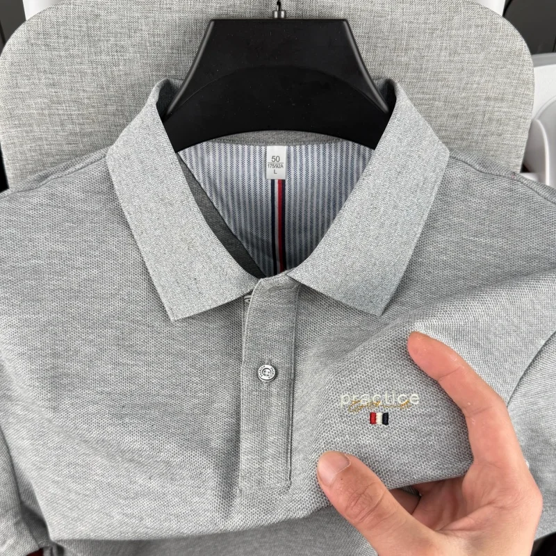100% pure cotton high-end brand men's short sleeved polo shirt summer luxury fashion letter embroidery golf top casual T-shirt
