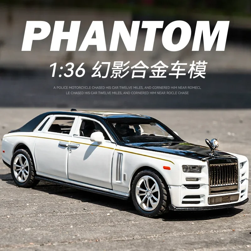 1:36 Rolls Royce Phantom sedan High Simulation Diecast Metal Alloy Model car Sound and Light Pull Back Collection Kids Toy Gifts