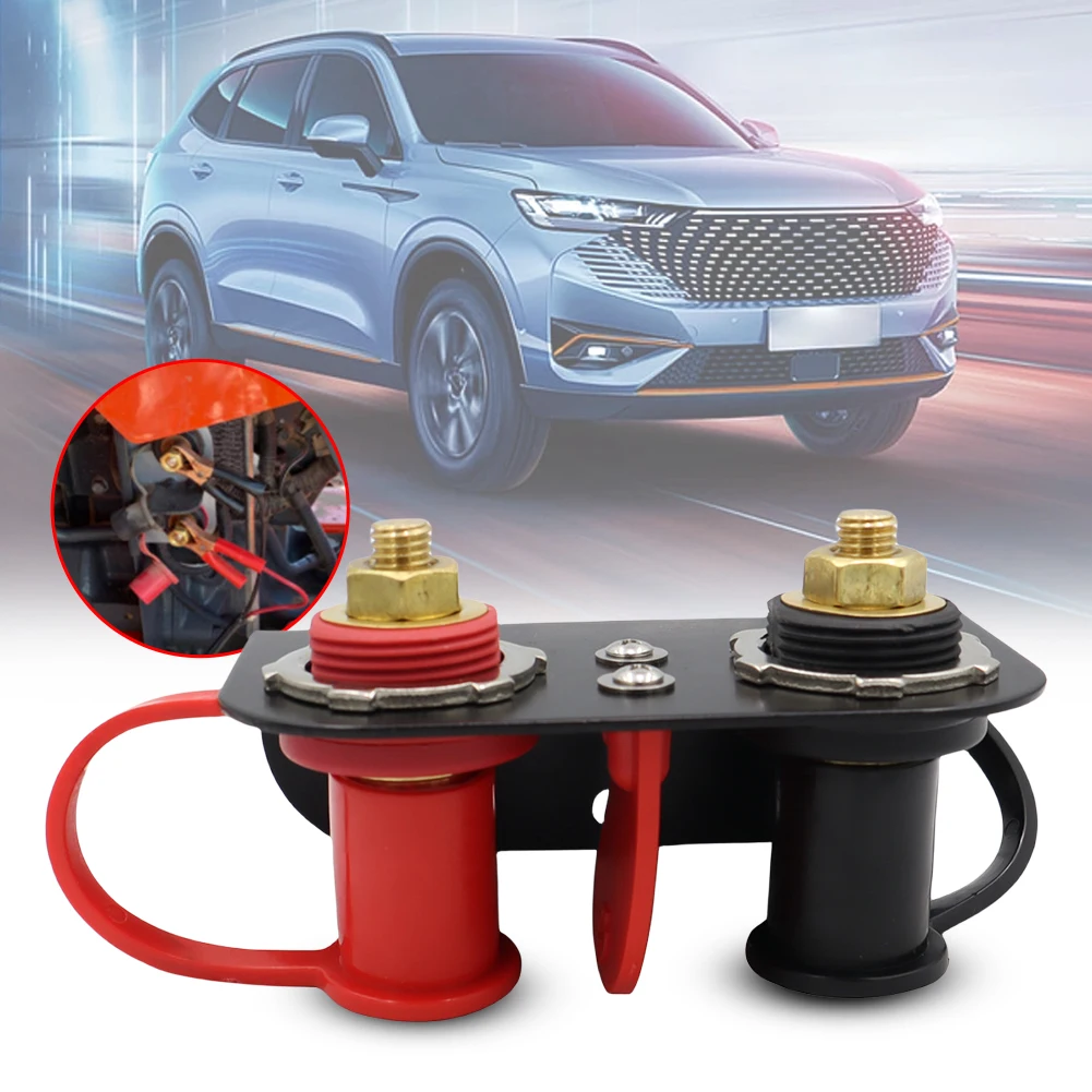 Remote Battery Jumper Post Terminal 250A Remote Charging Tool Relocation Kit M10 Stud Battery Jump Post for Auto Truck Boat ATV