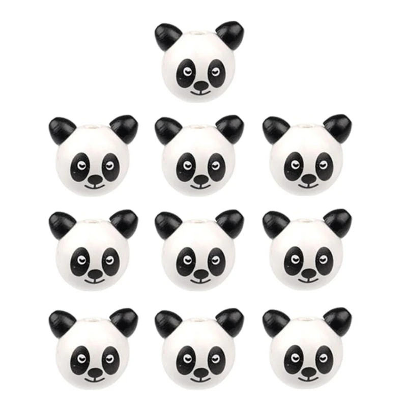 Pack of 10 DIY Craft Accessories Wooden Beads with Cute Animal Heads Mix Colorful Beads for Jewelry Making Accessories