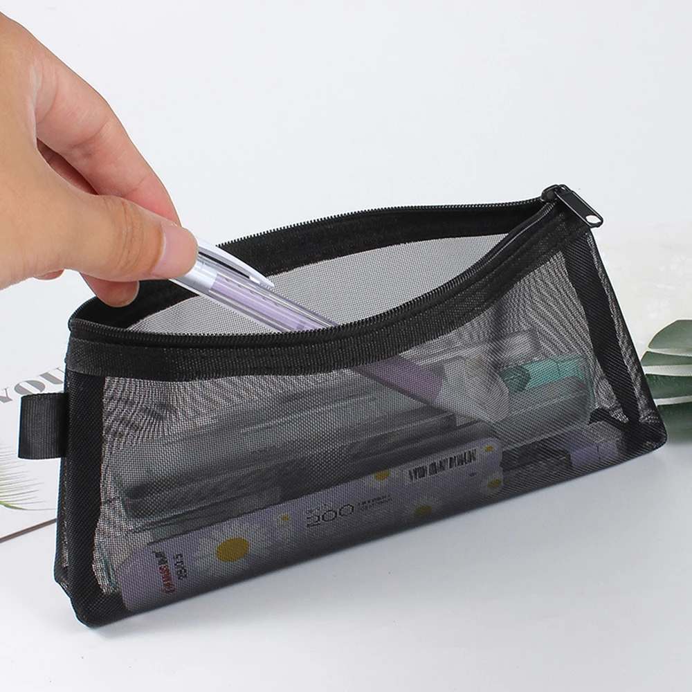 Transparent Pencil Case Portable Zipper Pencilcase Three-dimensional Mesh Pencil Bag High Capacity Stationery School Supplies