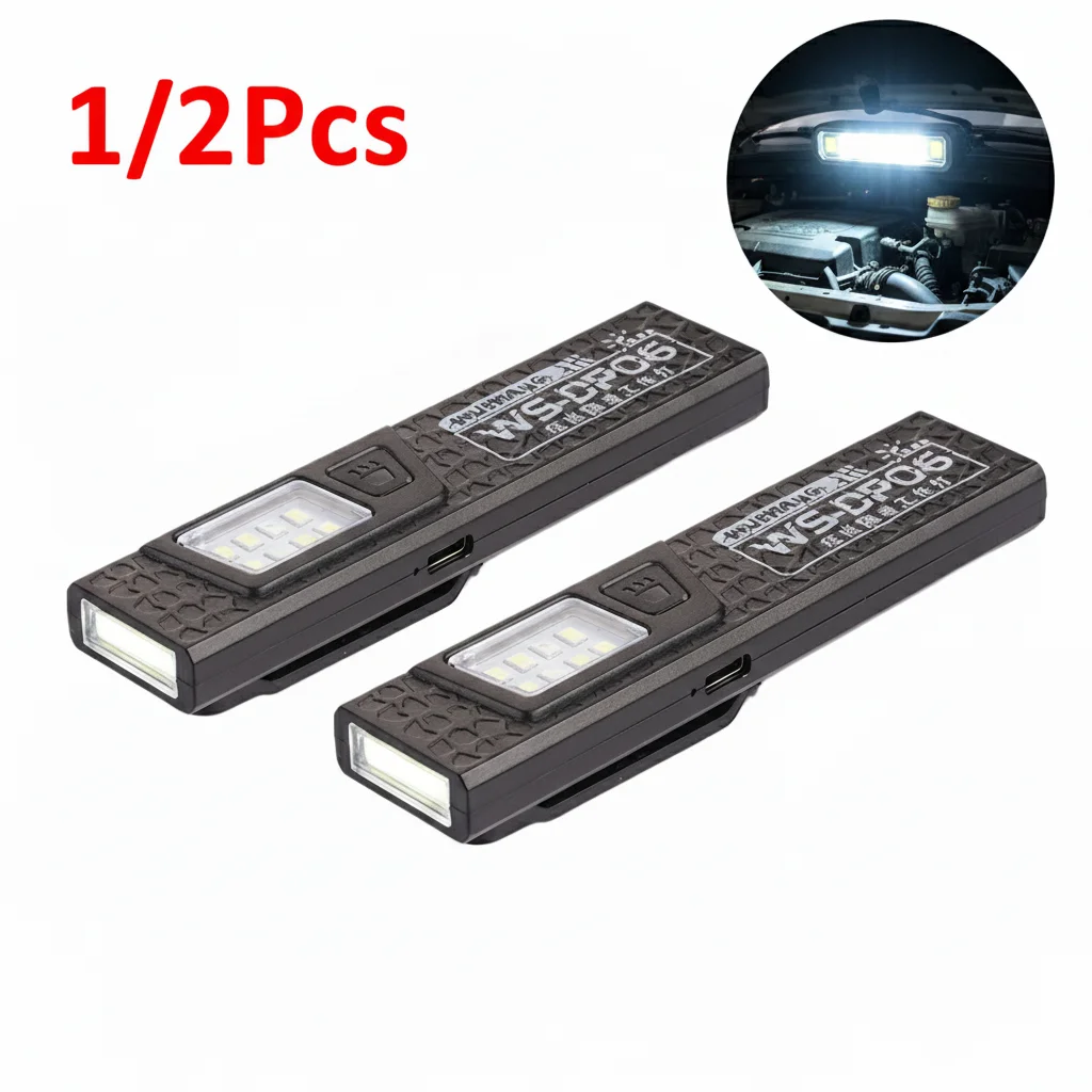1/2 Stück Mini tragbare wiederaufladbare LED-Taschenlampe, wasserdichte Arbeitstaschenlampe mit magnetischem Griff, kompakte LED-Taschenlampe