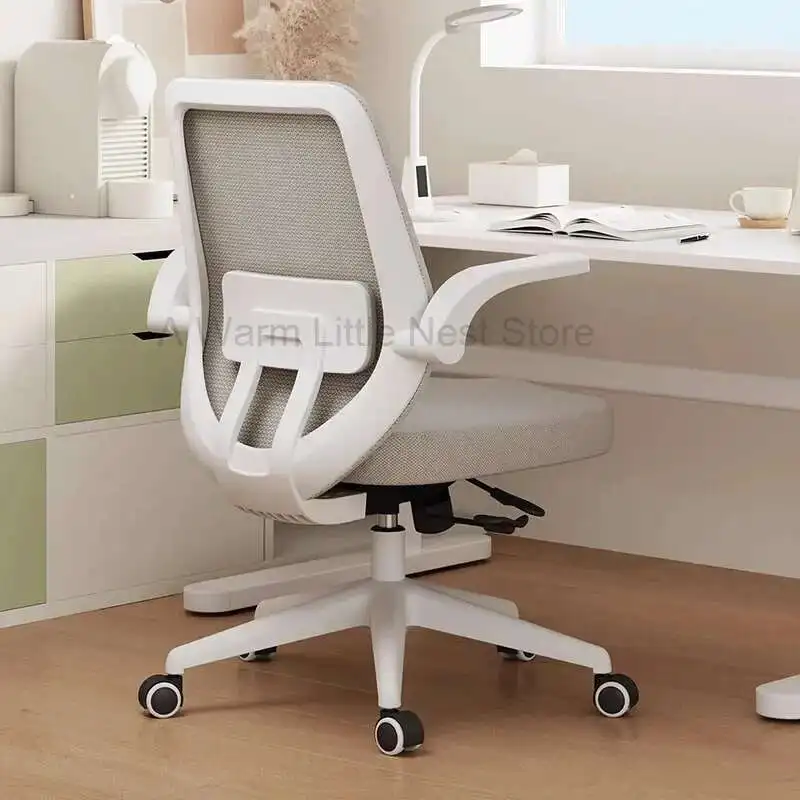 

Designer Office Chair White Mesh Comfortable Ergonomic Desk Arm Chair Swivel Accent Salon Sillas De Oficina Office Furniture