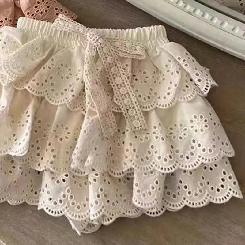

Детская полая кружевная юбка, модная кружевная юбка для малышей, корейская версия, детская одежда для девочек, летняя стильная юбка-тортик