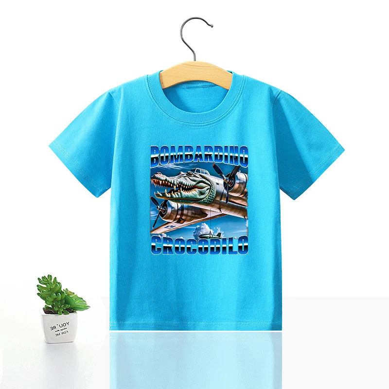 

Итальянская детская футболка с короткими рукавами Brainrot, забавные футболки из полиэстера с принтом мемов, топы с забавной акулой Telala, летняя повседневная одежда, подарки