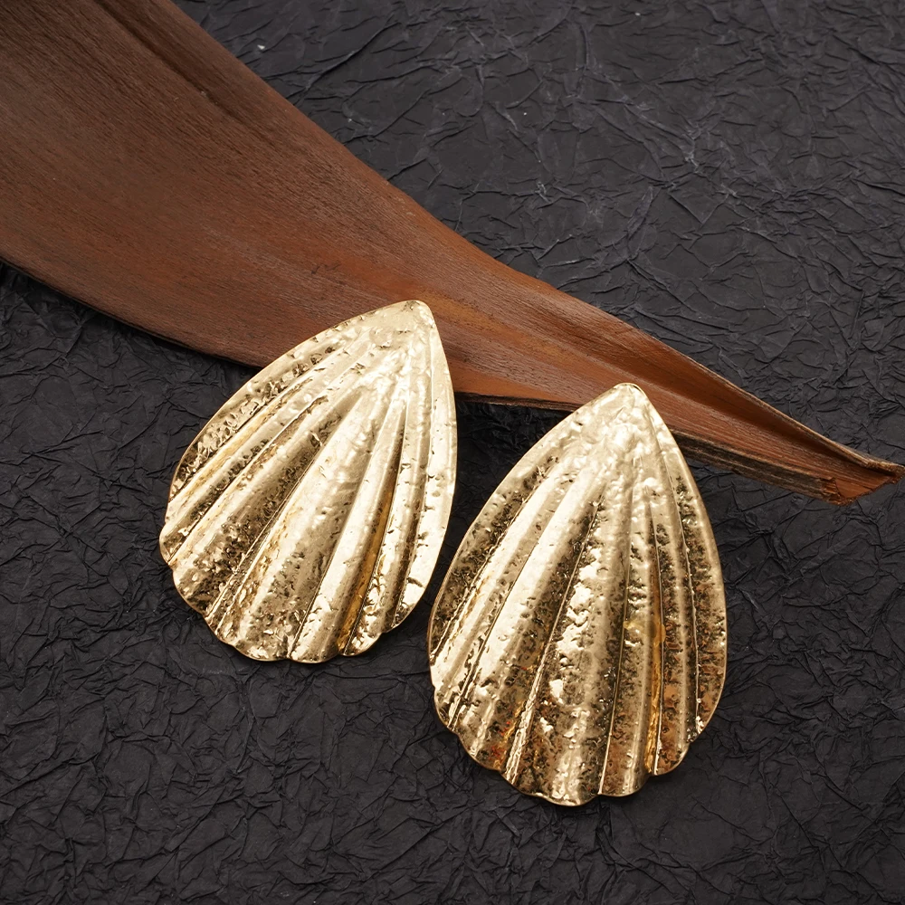 Orecchini a bottone sottili a forma di ventaglio in acciaio inossidabile Gioielli geometrici esagerati per l'uso quotidiano o regali per le donne