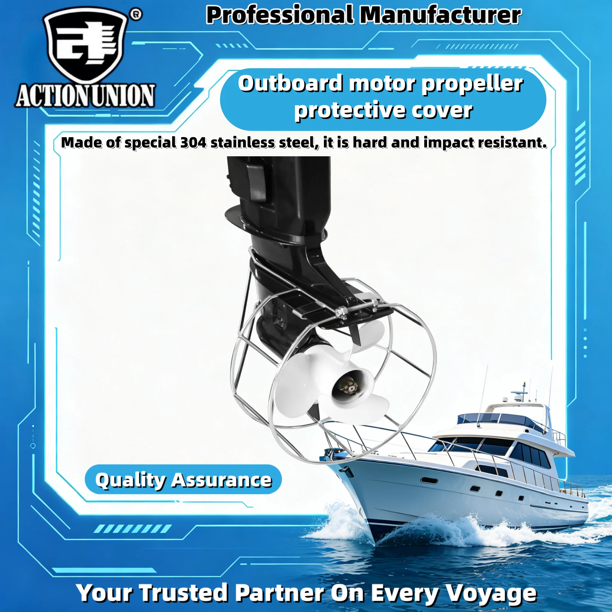 Outboard motor propeller protective cover, compatible with Yamaha outboard motor propeller motor stainless steel mesh cover