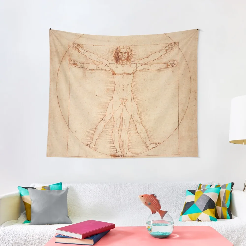 Vitruvian Man by Leonardo Da Vinci (1490) Tapestry Home Decoration Accessories Nordic Home Decor