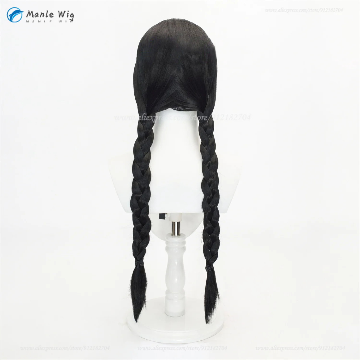 Anime Wednesday Cosplay Wig Women Long Black With Braid Cosplay Wig Heat Resistant Synthetic Hair Halloween Party Wigs + Wig Cap