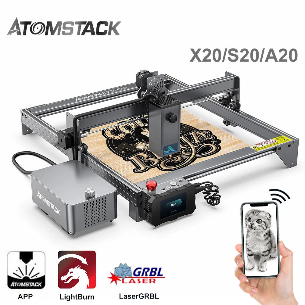 Nowe maszyny do grawerowania laserowego ATOMSTACK X20 130W Wifi APP sterowanie Offline szkło metalowe drewno DIY znakowanie drukarki frez CNC Router