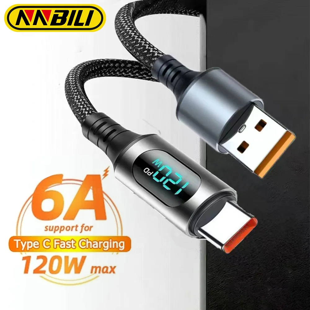 NNBILI 120W USB A To Type C Cable Fast Charging Charger Wire For Macbook Pro Xiaomi Samsung POCO USB C to C digital display Cord