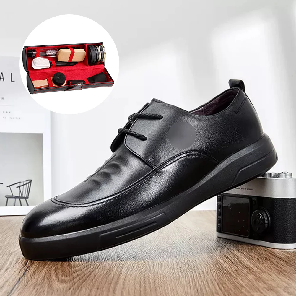 1Set Shoe Cream Set Bristle Brushes Portable Shoe Polish Tool Durable Good Material Creative Design Lightweight