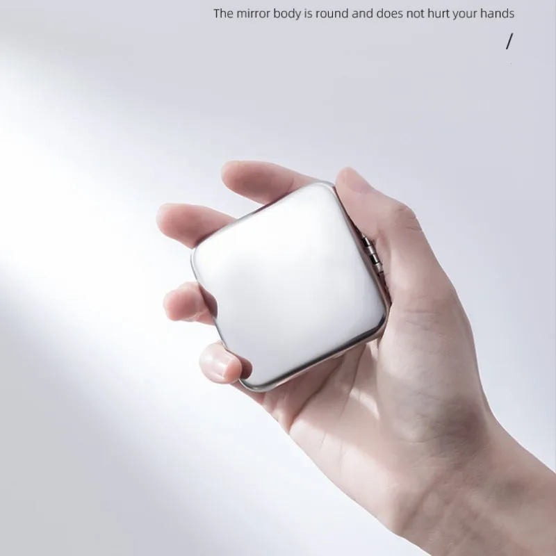 Espelho de maquiagem dobrável portátil dupla face espelho de bolso de aço inoxidável pequeno espelho tinkering fortravel beleza ferramenta cosmética