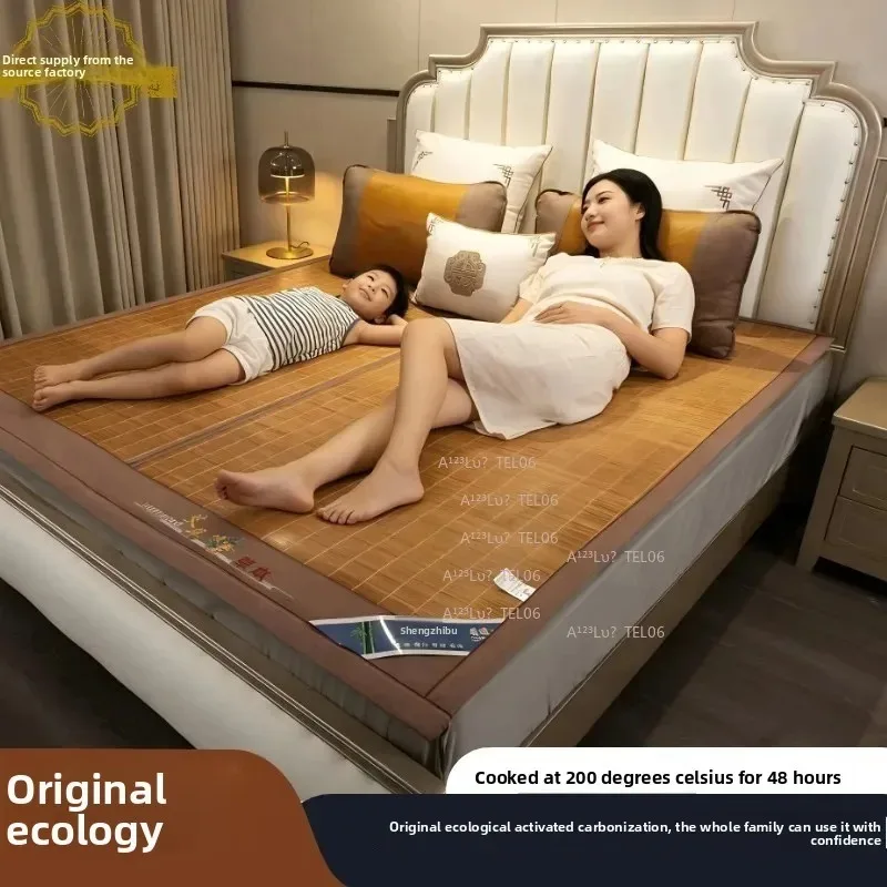 Summer Bamboo Mat Double Carbonized Cool Mattress Home Double Rattan Student Dorm Single Bed Roll