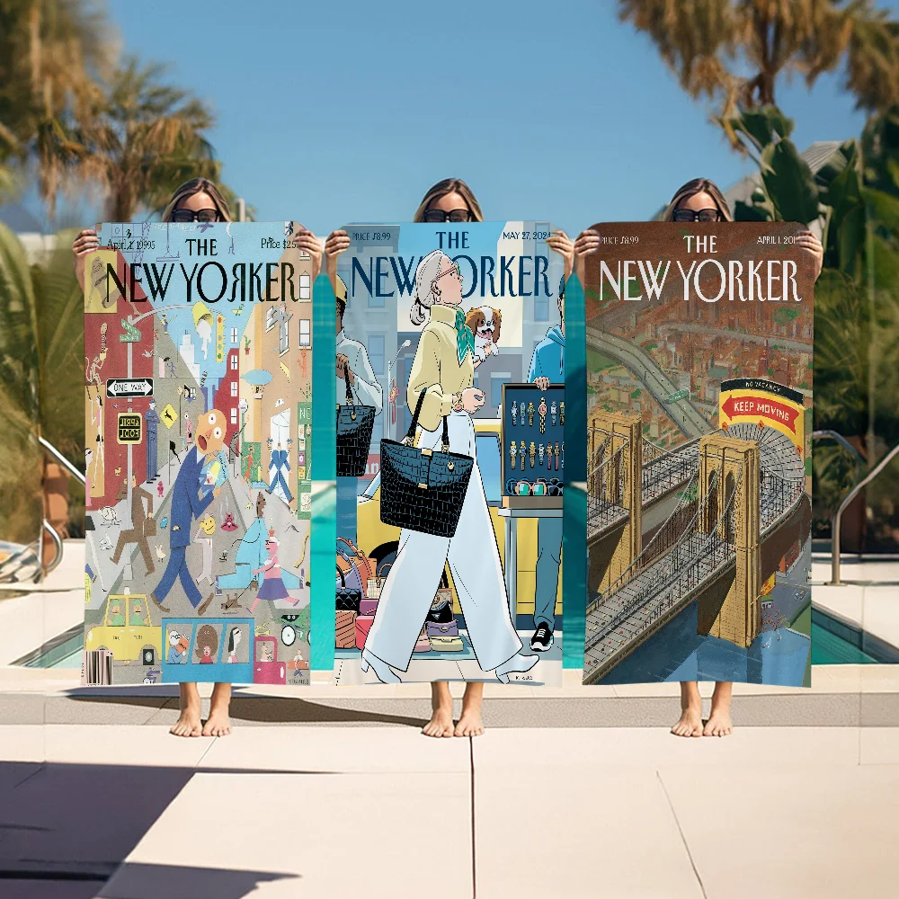 

The-New-Yorker Magazine Microfiber Printed Beach Towel Mountain Climbing Yoga Beach Swimming Running Absorbent Soft Towel