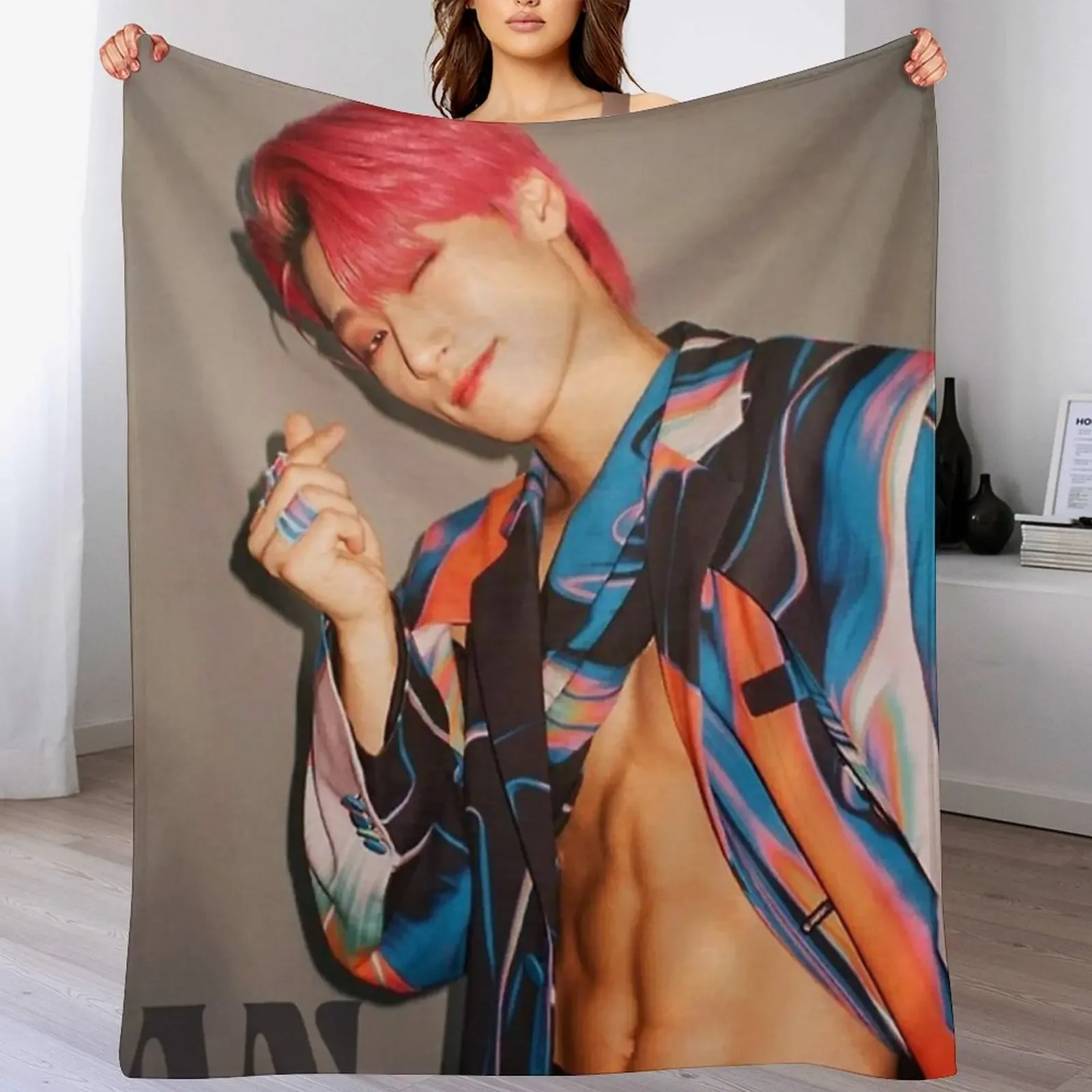

Choi San Ateez Throw Blanket christmas gifts for winter Plaid wednesday Blankets