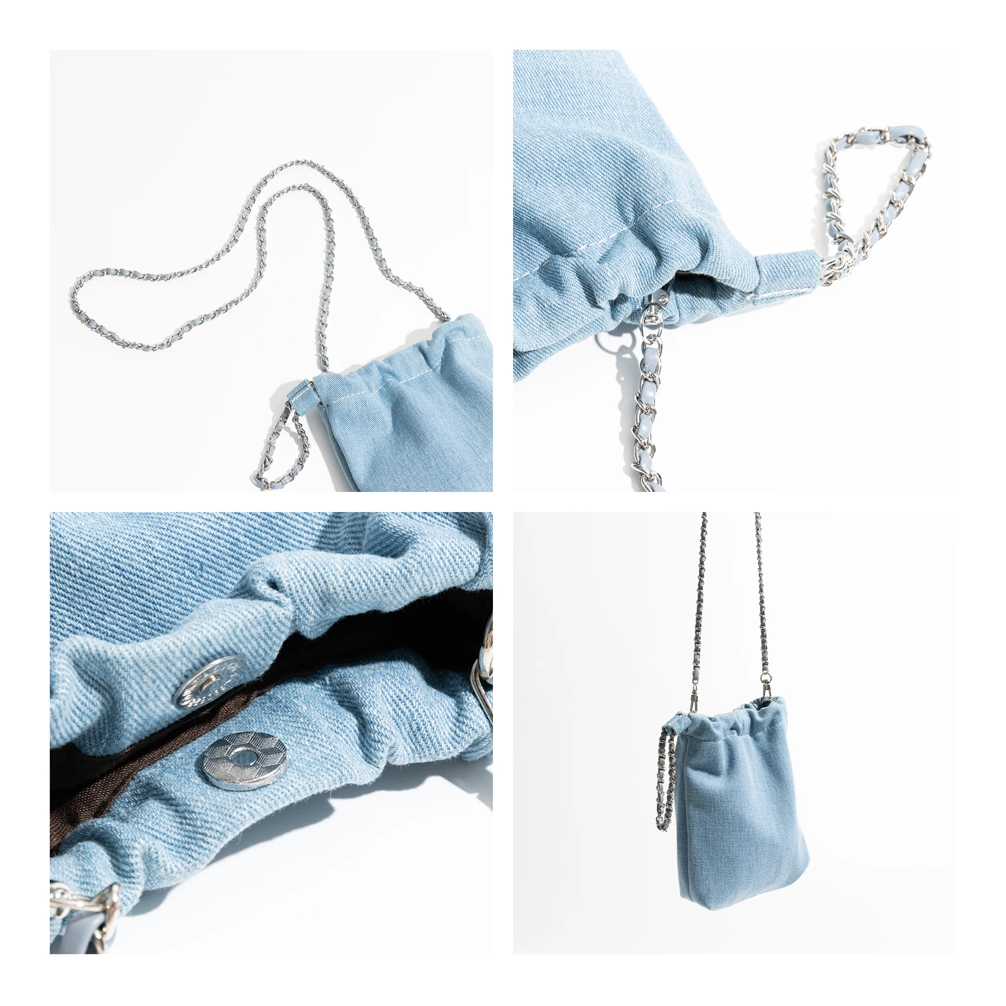 MABULA Vintage Girls Mini telefon portmonetka miękka dżinsowa torebka torebka na ramię odpinany łańcuszek projekt moda prosta torba typu Crossbody