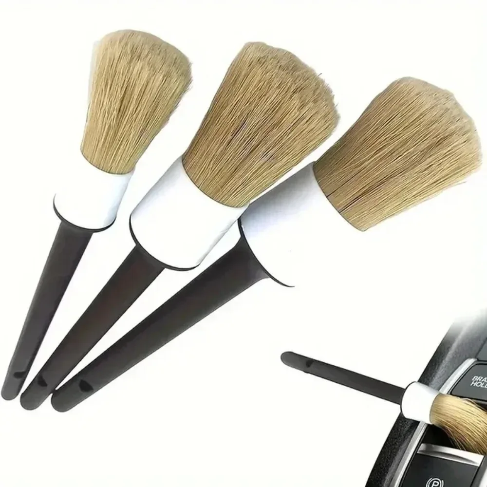

Natural Boar Hair Car Detailing Brushes – 3-Piece Non-Scratch Set for Leather, Dash, Vents & Exterior Surfaces