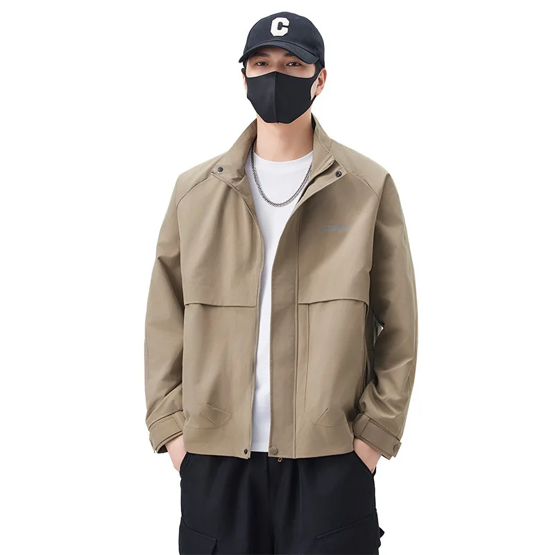 

4XL Men's Coat New Trendy Casual Solid Color Stand-up Collar Jacket Simple Loose Coat Chaquetas Hombre Jackets For Male Men