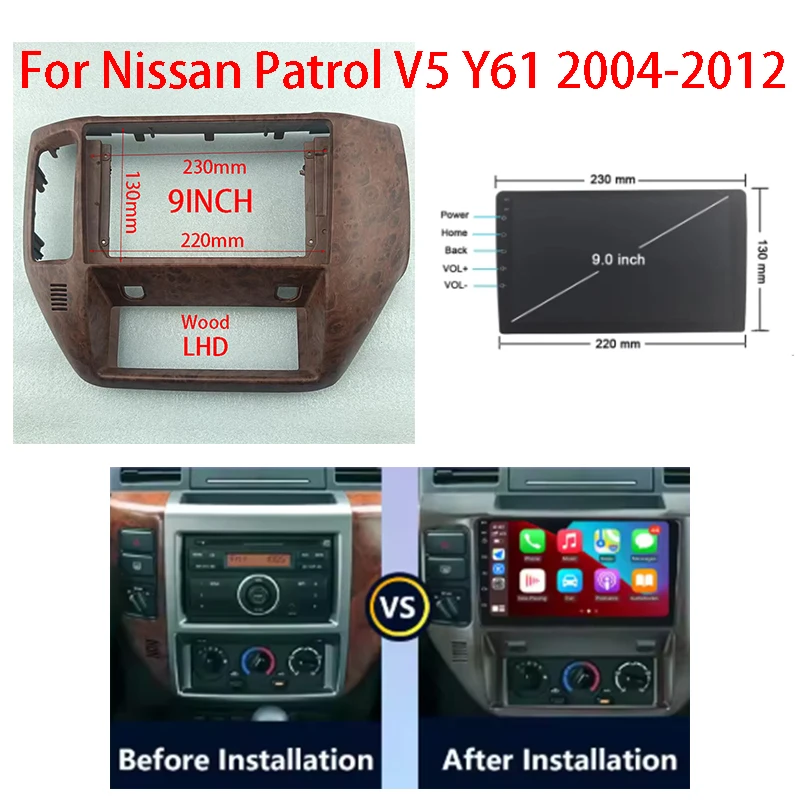 7/9 Inch Car Frame Fascia Adapter For Nissan Patrol V5 Y61 2004-2012 Android Radio Dash Fitting Panel Kit