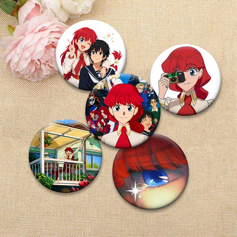 Anime Goodbye, Lara Button Pins Mari Otsu Cartoon Badge 32/58mm Round Handmade Brooches for Backpack Jewelry Accessories Gifts
