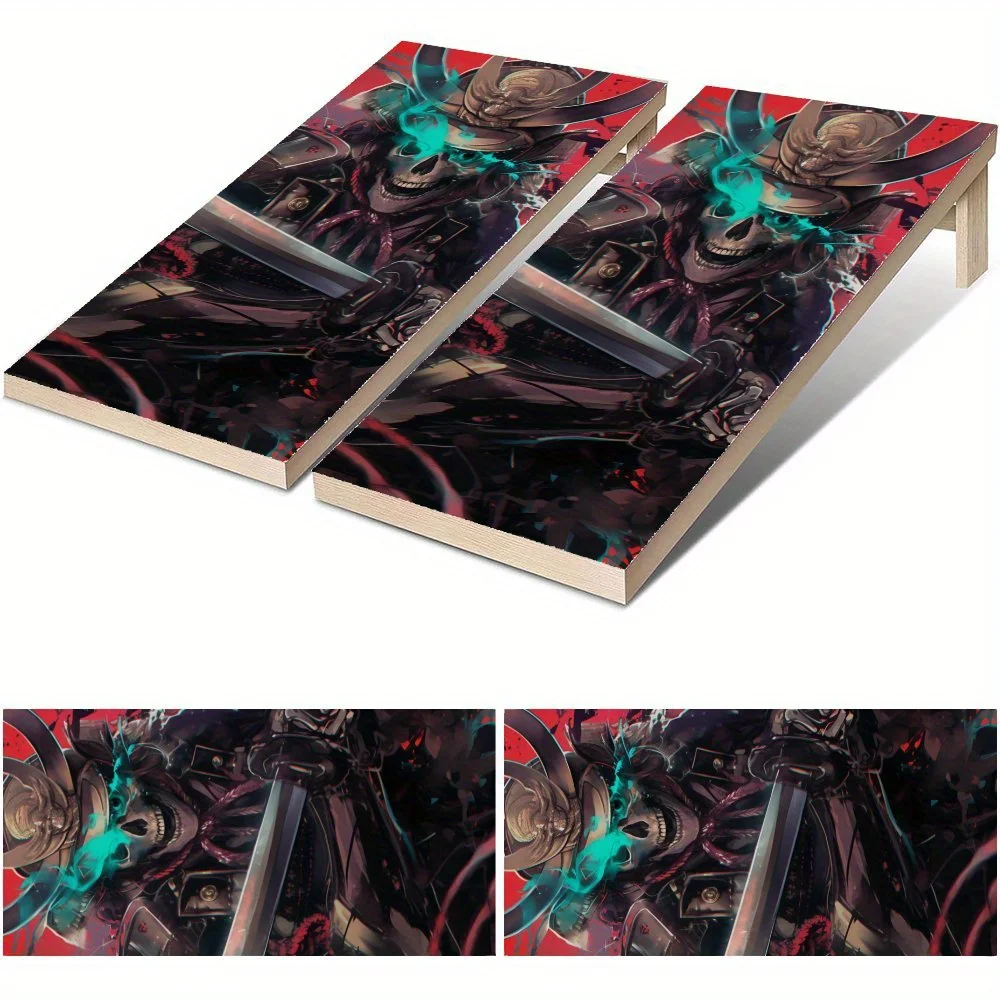 

Bluish Phantom Samurai Waterproof Cornhole Board Vinyl Wraps, PVC Outdoor Game Board Design, Perfect for Sports & Leisure Activi