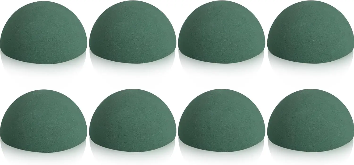 

8 Pcs Half Ball Floral Dry Foam Green Round Blocks for Artificial Plant Bouquet Arrangement DIY Craft (7.5 x 3.75 Inches)