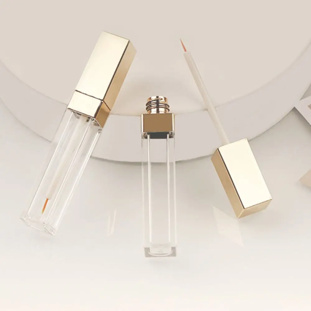 

Travel Essentials Lash Enhancing Eyeliner Tube Gold with Brush Eyeliner Vial Bottle 5 ML Square Cosmetic Container Women