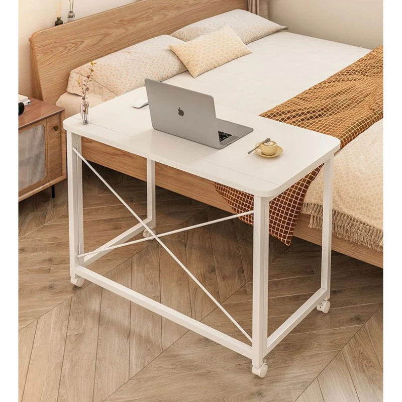 Foldable pulley table Space-saving household simple dining table Study table Computer table with bookshelf table
