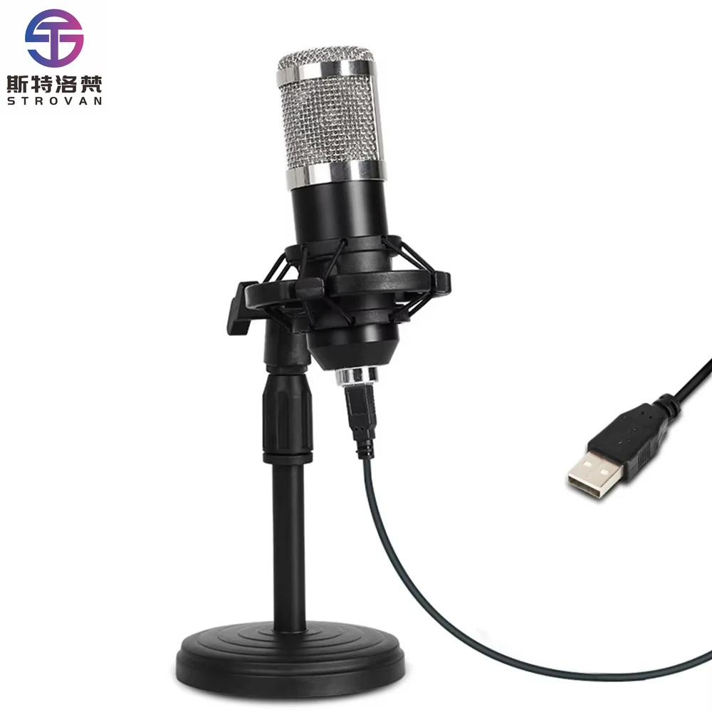 

Professional A8 USB Wired Microphone High Sensitivity Cardioid Noise Reduction for Live Game Broadcast Desktop Use Metal
