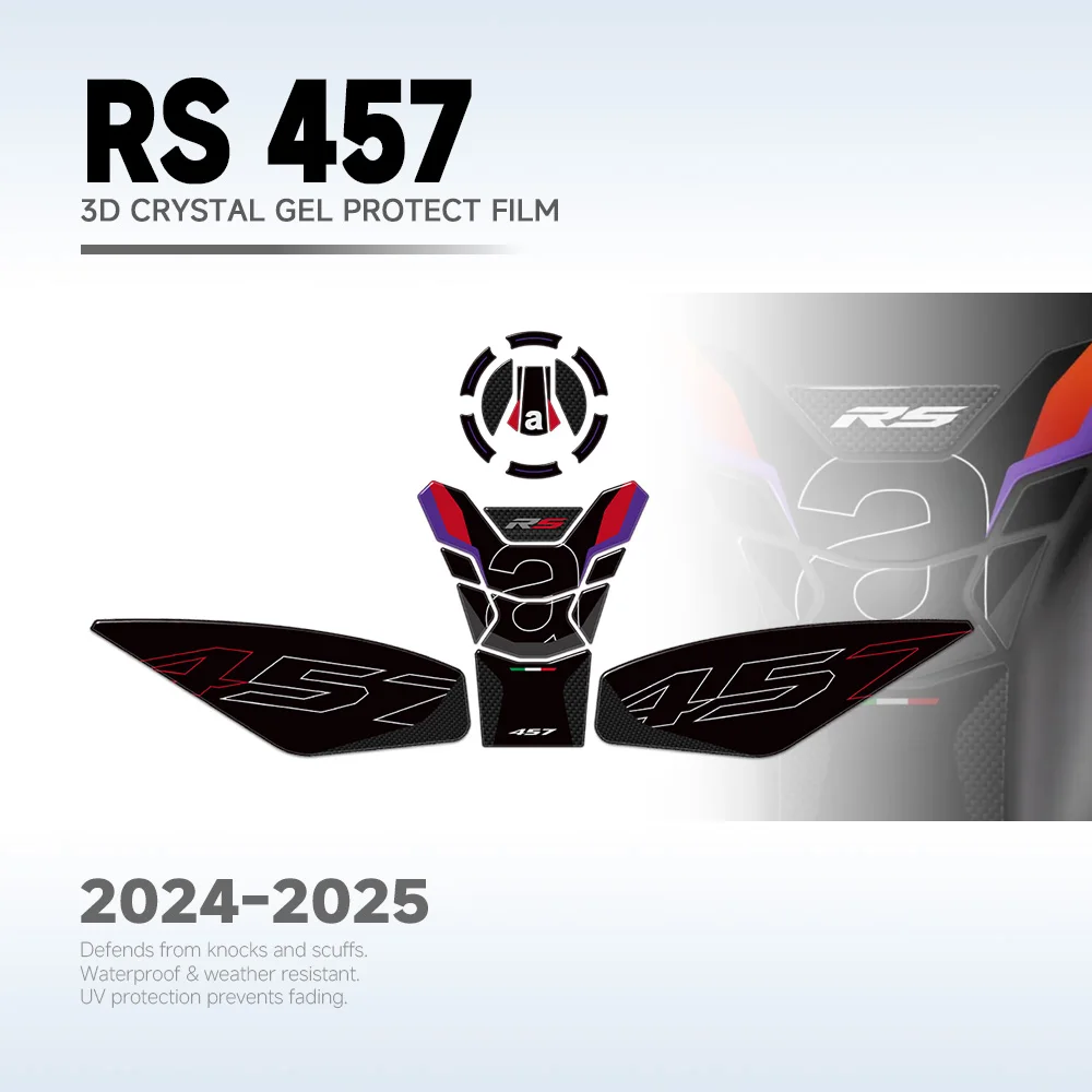 Motorcycle Accessories 3D Resin Decal Waterproof Fuel Cap Protection Tank Pad Sticker Kit for Aprilia RS 457 RS457 2024-