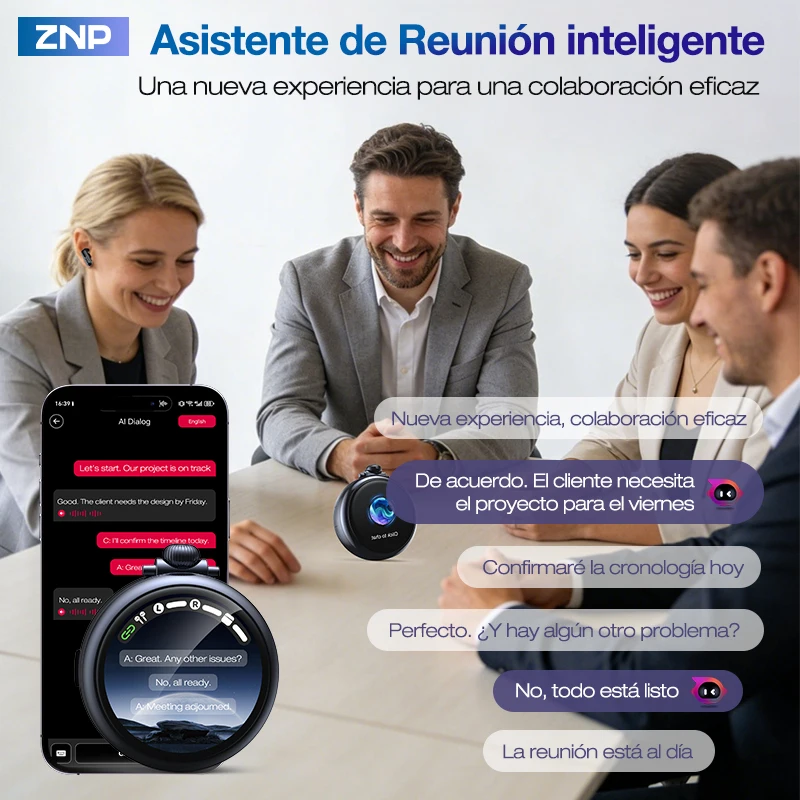 Últimos Auriculares Traductores Inalámbricos con IA ZNP 2026, Compañero Emocional, Asistente para Reuniones, Traducción de Viajes, Auriculares Bluetooth N03
