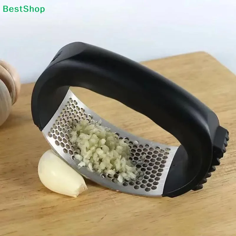 〔Q〕Simple And Convenient Garlic Press Rocker Stainless Steel Garlic Mincer Garlic Crusher Easy-Squeeze Tool