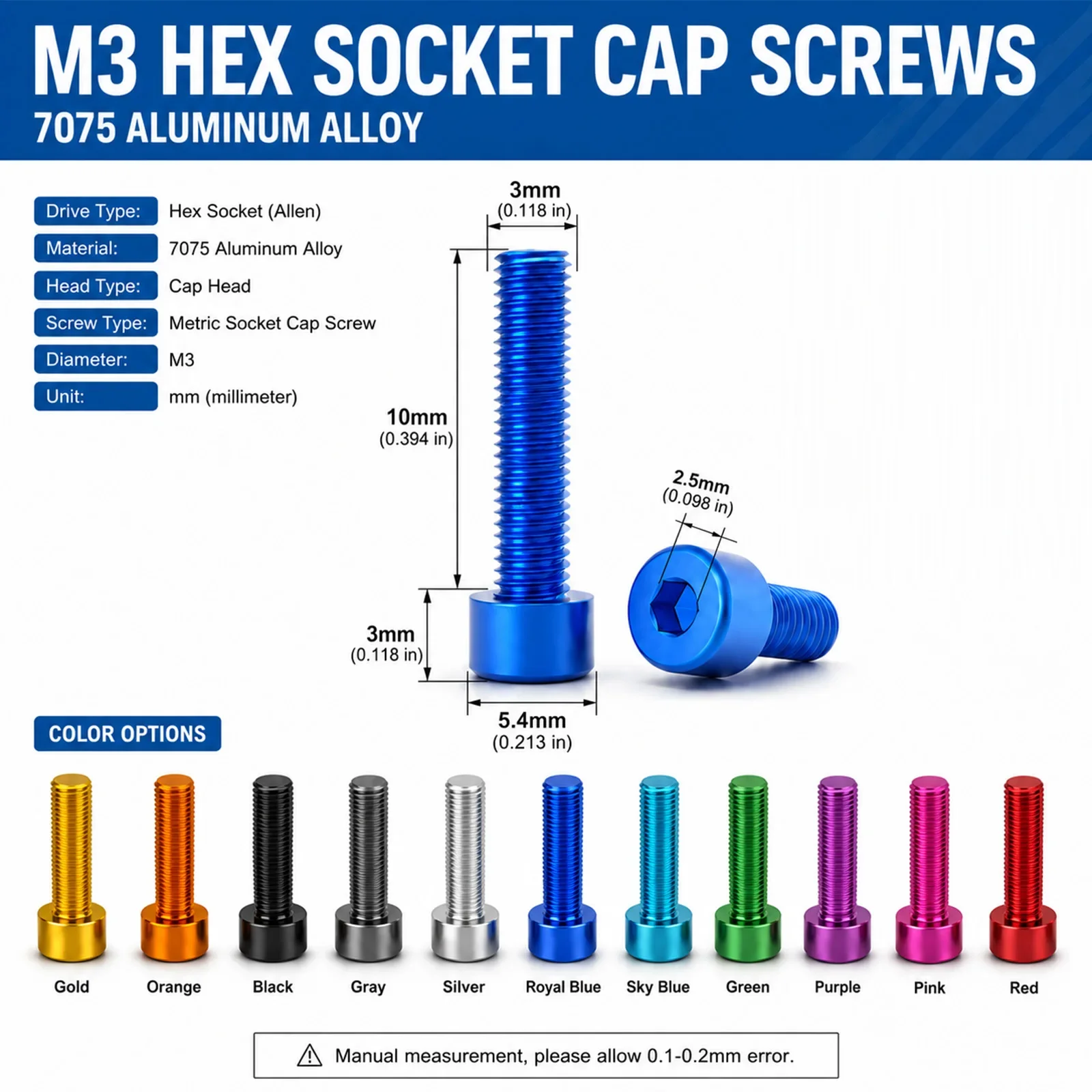 10-20Set M3x10mm Hex Socket Cap Screws with Nylon Lock Nuts, Allen Drive Bolts & Self-Locking Nuts Anti-Vibration Hardware Kit