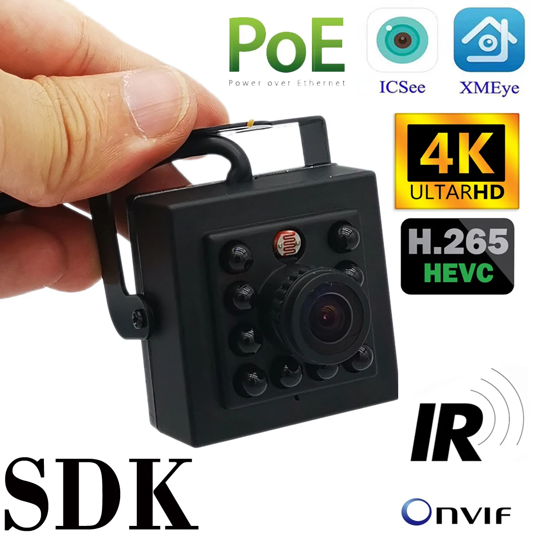 กล้องไอพีขนาดเล็ก4K 2MP/3MP/4MP การมองเห็นได้ในเวลากลางคืนกล้อง IP PoE มุมกว้าง1.6มม. กล้องวงจรปิดเครื่องเสียงกล้องวีดีโอเฝ้าระวังขนาดเล็ก