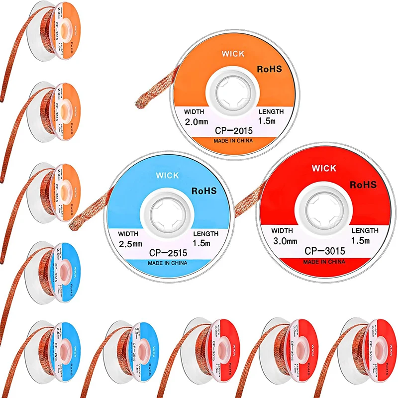 1.0-4.0mm Desoldering Mesh Braid Tape Copper Welding Point Solder Remover Wire Soldering Wick Tin Lead Cord Flux For Soldering