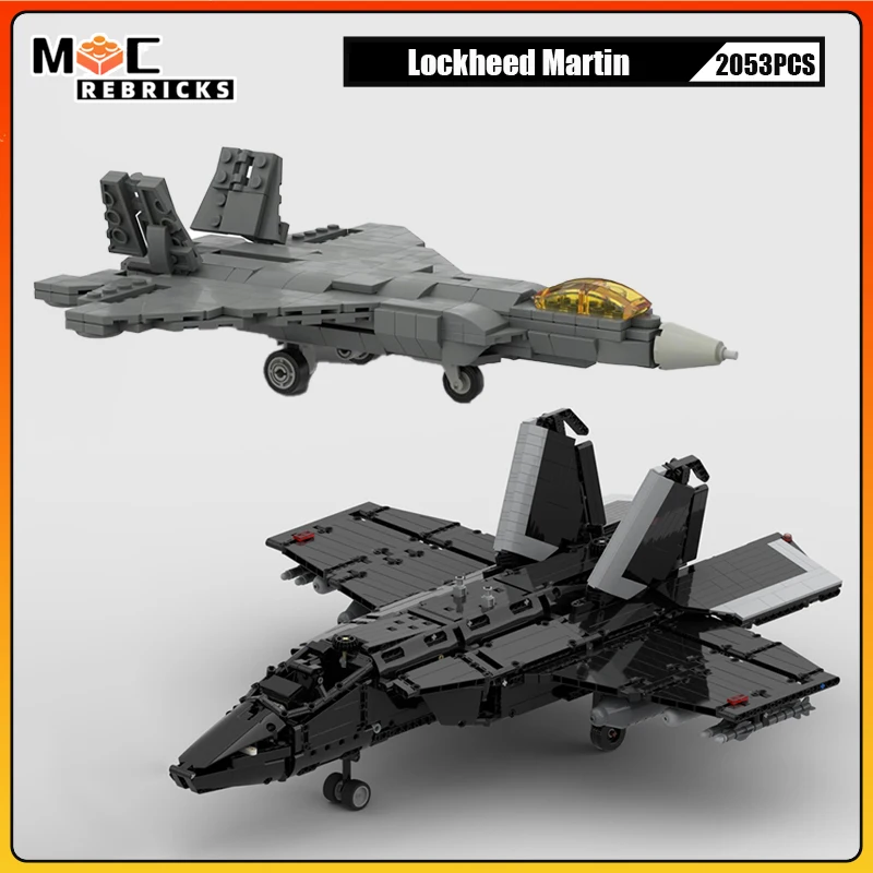 Military Series Lockheed Martin F35B F-22 Raptor V2 Advanced Fighter Building Blocks DIY Model Bricks Boy Toys Holiday Gifts