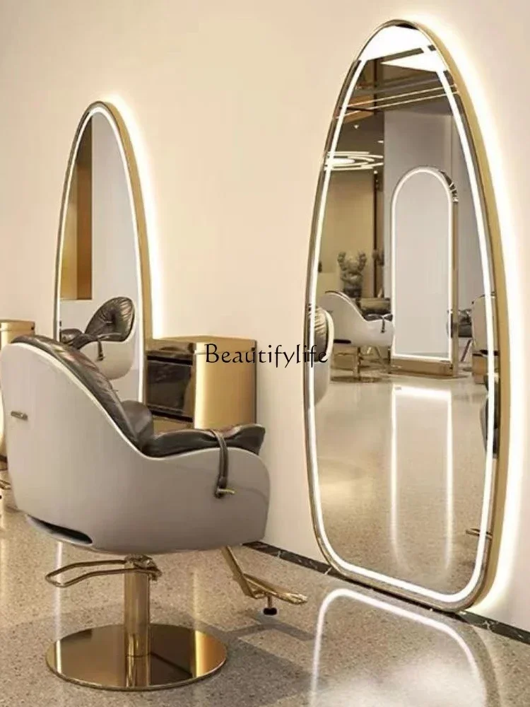 06Hair Salon Dressing Table for Hair Salon Led Touch Light Mirror Wall Mounted