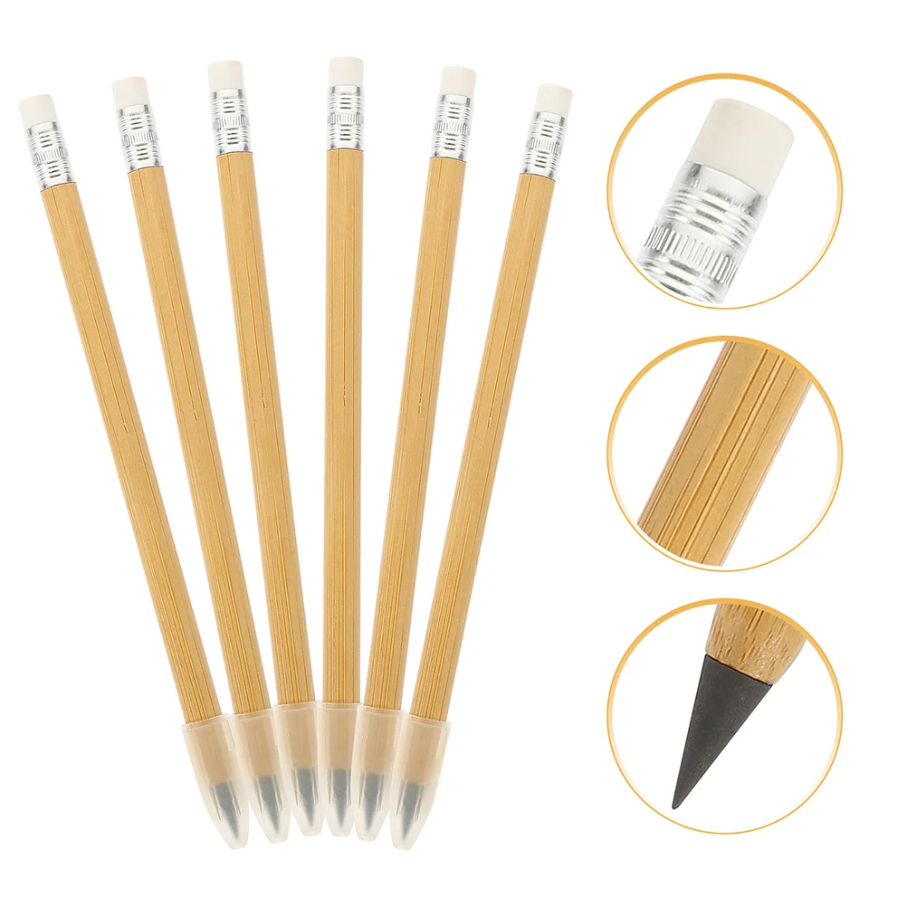 8 قطعة الجرافيت الخلود قلم رصاص صياغة لوازم لا الحبر أقلام رصاص محفورة خشب الخيزران قابلة لإعادة الاستخدام الاطفال طالب خشبية الأبدية