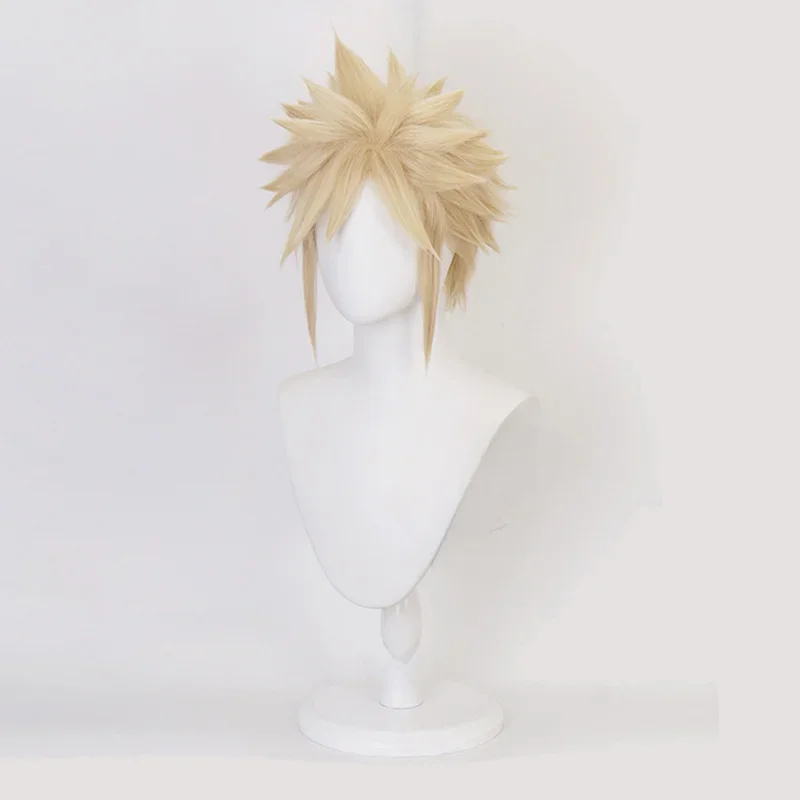 Anime Game Final Fantasy VII FF7 Cloud Strife Adult Unisex Short Curly Heat Resistant Synthetic Hair Wigs Halloween Props