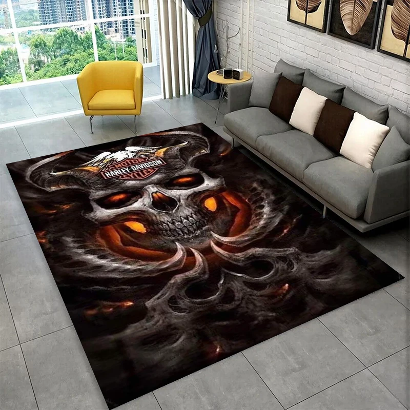 Retro H-Harleys Racing Moto Non-Slip Area Rug for Living Room,Bedroom,Playroom,Soft Carpet Floor Mat Home Decor Rug Kids Room view 5